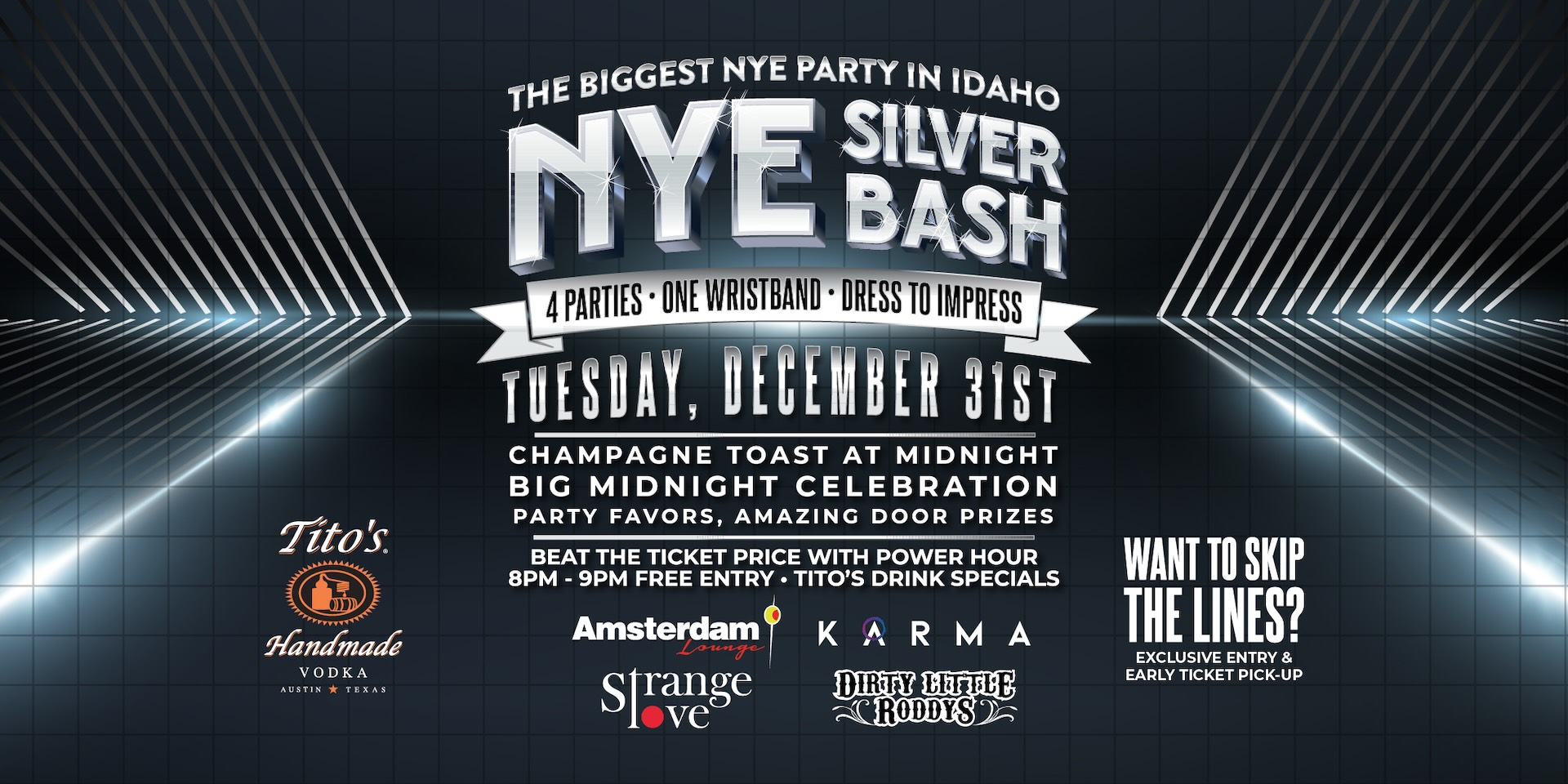 poster for NYE Silver Bash in Downtown Boise